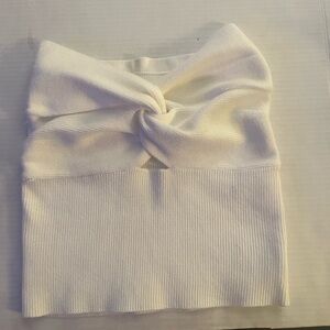 Twisted White Strapless Knit Tank Top White Knit Bandeau crop Top. Large